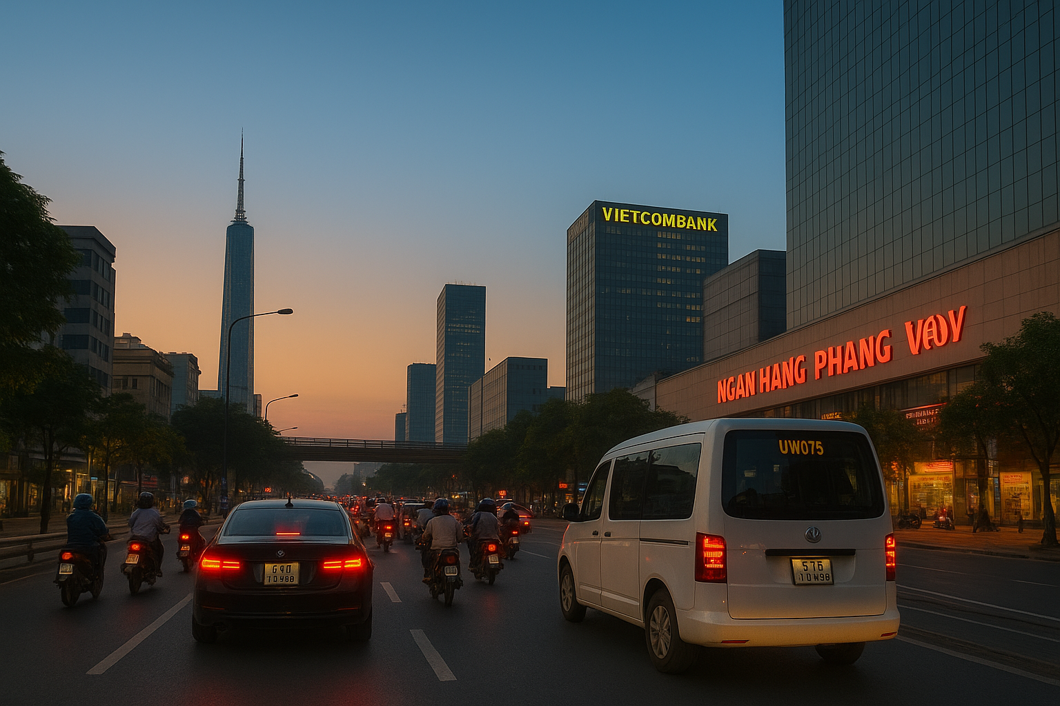 futuristic smart city transportation with electric vehicles, clean roads, and connected technology